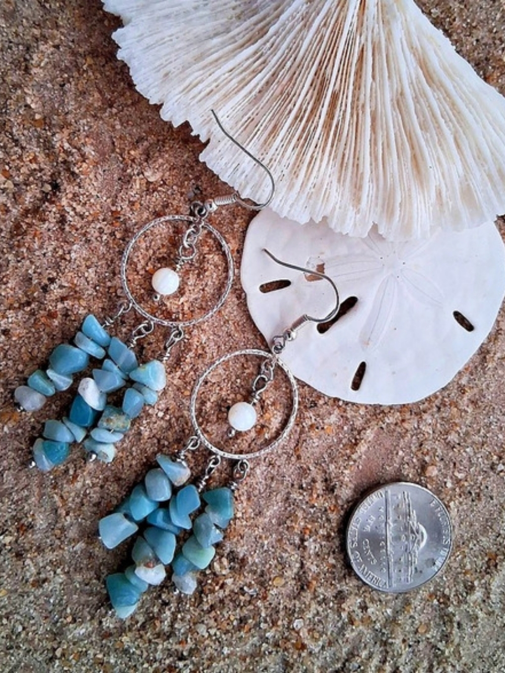 Sterling Silver & Amazonite Beaded Dangle Earrings